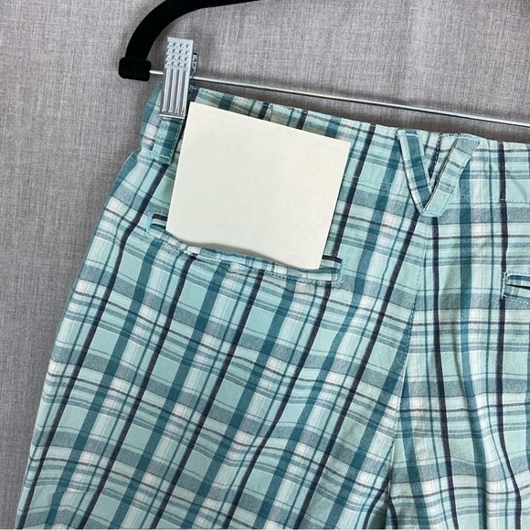 Columbia Plaid Bermuda Shorts Sz 8P 100% Cotton Teal Turqoise Plaid 5 Pockets - Picture 4 of 12